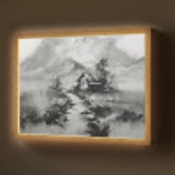Hut - Grijs - Bergen - Mistig Light Box met batterij (Wandlamp) middel -z3d_website