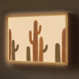 Cactus - Woestijn - Zand - Bruin Light Box met batterij (Wandlamp) middel -z3d_website
