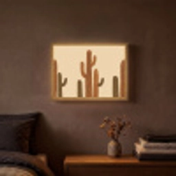 Cactus - Woestijn - Zand - Bruin Light Box met batterij (Wandlamp) middel -sfeer4