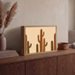 Cactus - Woestijn - Zand - Bruin Light Box met batterij (Wandlamp) middel -sfeer2
