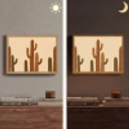 Cactus - Woestijn - Zand - Bruin Light Box met batterij (Wandlamp) middel -sfeer3
