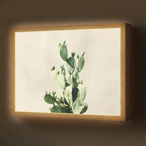 Cactus - Groen - Minimalistisch Light Box met batterij (Wandlamp) middel -z3d_website