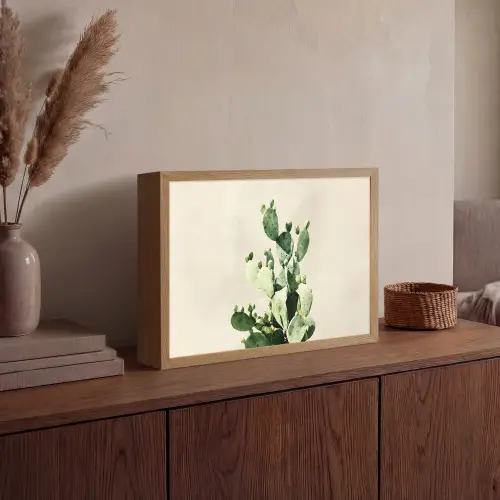 Cactus - Groen - Minimalistisch Light Box met batterij (Wandlamp) middel -sfeer2