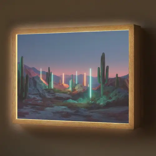 Cactus - Lichtzuilen - Zonsondergang Light Box met batterij (Wandlamp) middel -z3d_website