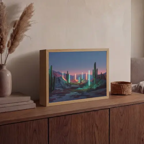 Cactus - Lichtzuilen - Zonsondergang Light Box met batterij (Wandlamp) middel -sfeer2
