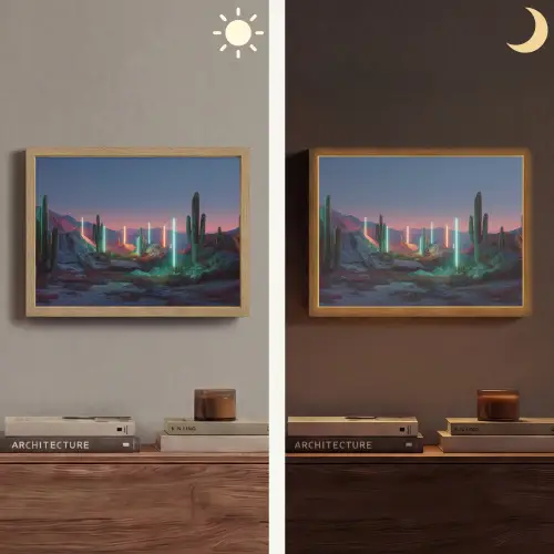 Cactus - Lichtzuilen - Zonsondergang Light Box met batterij (Wandlamp) middel -sfeer3