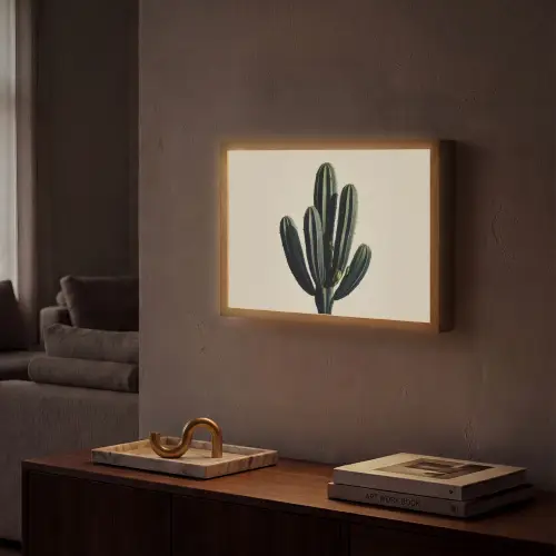 Cactus - Subtiel - Groen Light Box met batterij (Wandlamp) middel -sfeer1
