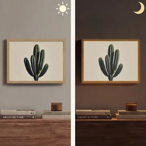 Cactus - Subtiel - Groen Light Box met batterij (Wandlamp) middel -sfeer3