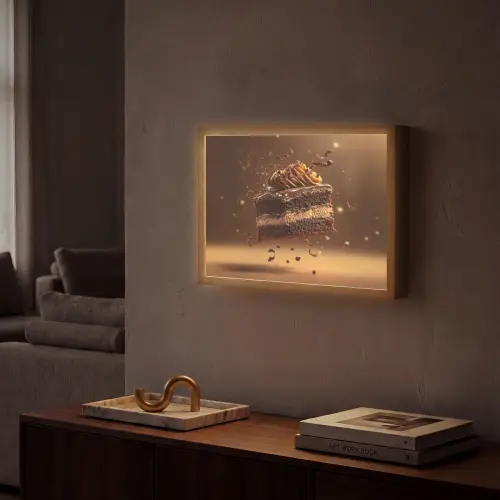Taart - Chocolade - Eten - Brownie Light Box met batterij (Wandlamp) middel -sfeer1