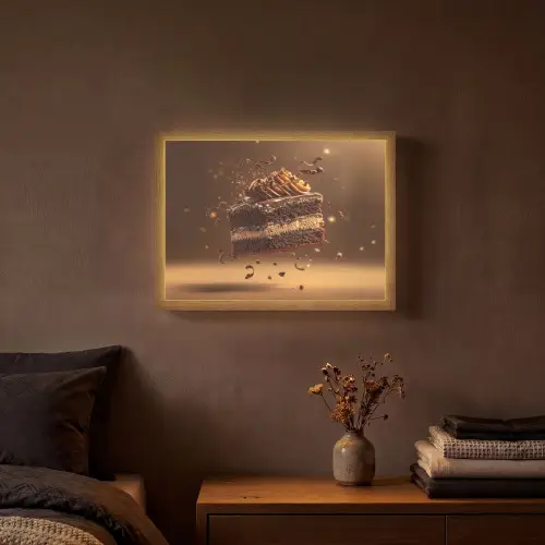 Taart - Chocolade - Eten - Brownie Light Box met batterij (Wandlamp) middel -sfeer4