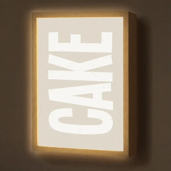 Cake - Woord - Japandi - Wit Light Box met batterij (Wandlamp) middel -z3d_website