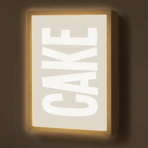 Cake - Woord - Japandi - Wit Light Box met batterij (Wandlamp) middel -z3d_website