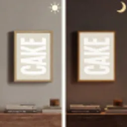 Cake - Woord - Japandi - Wit Light Box met batterij (Wandlamp) middel -sfeer3