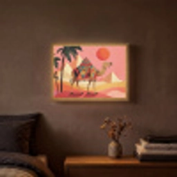 Kameel - Pyramides - Rode zon Light Box met batterij (Wandlamp) middel -sfeer4