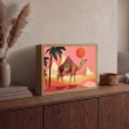 Kameel - Pyramides - Rode zon Light Box met batterij (Wandlamp) middel -sfeer2