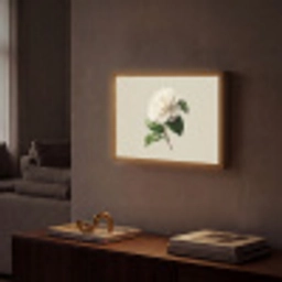 Cameliabloem - Wit - Groen Light Box met batterij (Wandlamp) middel -sfeer1