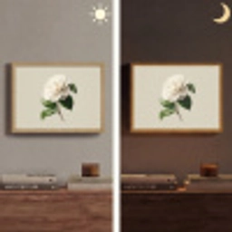 Cameliabloem - Wit - Groen Light Box met batterij (Wandlamp) middel -sfeer3