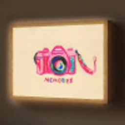 Camera - Memories - Roze - Geschilderd Light Box met batterij (Wandlamp) middel -z3d_website