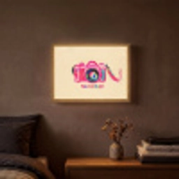 Camera - Memories - Roze - Geschilderd Light Box met batterij (Wandlamp) middel -sfeer4