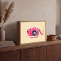 Camera - Memories - Roze - Geschilderd Light Box met batterij (Wandlamp) middel -sfeer2
