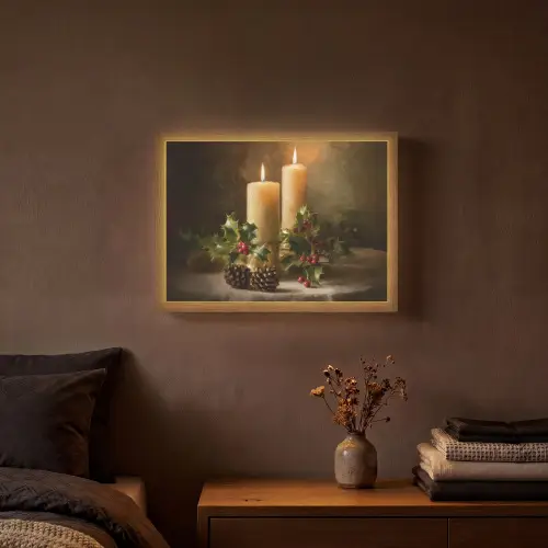 Kaarslicht - Kerst - Veelkleurig Light Box met batterij (Wandlamp) middel -sfeer4