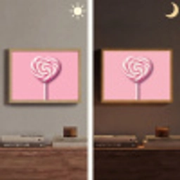 Snoep - Lolly - Hart- Roze Light Box met batterij (Wandlamp) middel -sfeer3