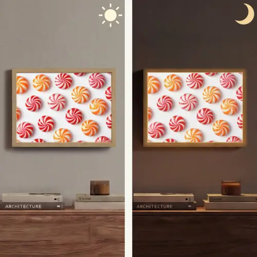 Snoep - Patroon - Rood - Oranje Light Box met batterij (Wandlamp) middel -sfeer3
