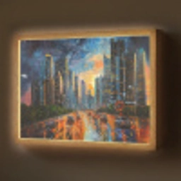 Auto - Skyline - Zon - Blauw Light Box met batterij (Wandlamp) middel -z3d_website