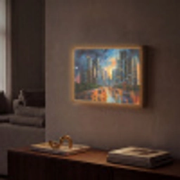 Auto - Skyline - Zon - Blauw Light Box met batterij (Wandlamp) middel -sfeer1