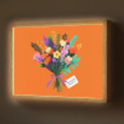 Kaartje - Boeket - Bloemen Light Box met batterij (Wandlamp) middel -z3d_website