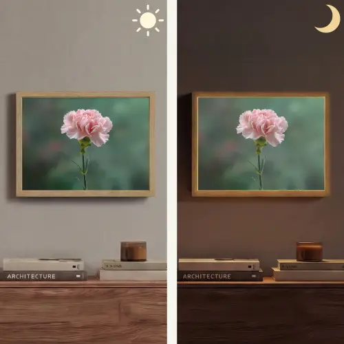 Anjer - Roze - Bloemblaadjes Light Box met batterij (Wandlamp) middel -sfeer3