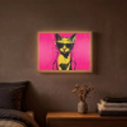 Kat - Art - Zonnebril - Roze Light Box met batterij (Wandlamp) middel -sfeer4