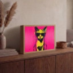 Kat - Art - Zonnebril - Roze Light Box met batterij (Wandlamp) middel -sfeer2