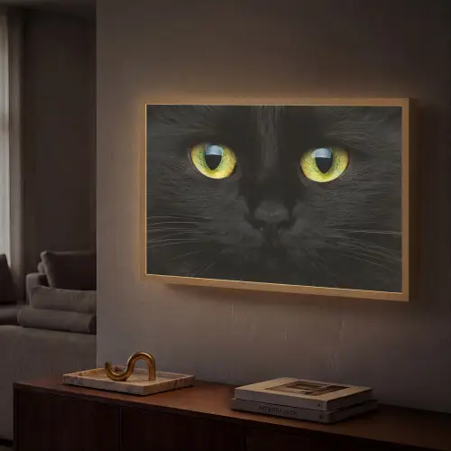 Kat - Zwart - Dieren - Natuur Light Box met batterij (Wandlamp) middel -sfeer1