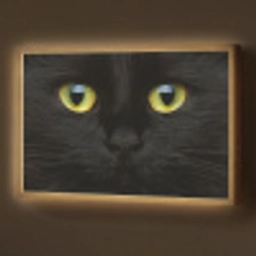 Kat - Zwart - Dieren - Natuur Light Box met batterij (Wandlamp) middel -z3d_website