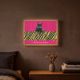 Kat - Baas - Roze - Tijgerprint Light Box met batterij (Wandlamp) middel -sfeer4