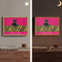 Kat - Baas - Roze - Tijgerprint Light Box met batterij (Wandlamp) middel -sfeer3