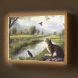 Kat - Beekje - Weide Light Box met batterij (Wandlamp) middel -z3d_website