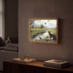 Kat - Beekje - Weide Light Box met batterij (Wandlamp) middel -sfeer1
