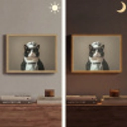 Kat - Kokskleding - Zwart - Wit Light Box met batterij (Wandlamp) middel -sfeer3
