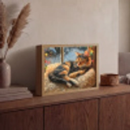 Kat - Kerst - Winter - Dier Light Box met batterij (Wandlamp) middel -sfeer2