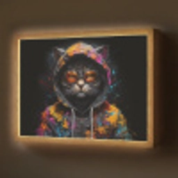 Kat - Jas - Graffiti - Bril - Zwart Light Box met batterij (Wandlamp) middel -z3d_website