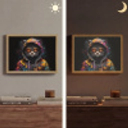 Kat - Jas - Graffiti - Bril - Zwart Light Box met batterij (Wandlamp) middel -sfeer3
