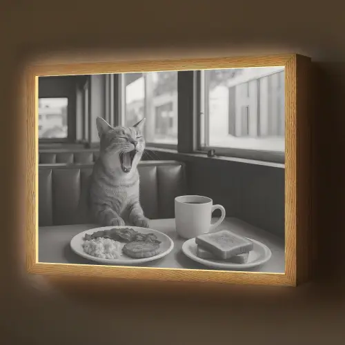 Kat - Koffie - Brood - Zwart Light Box met batterij (Wandlamp) middel -z3d_website