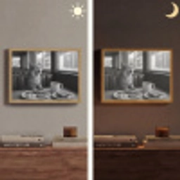 Kat - Koffie - Brood - Zwart Light Box met batterij (Wandlamp) middel -sfeer3