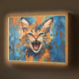 Kat - Kleurrijk - Oranje - Blauw Light Box met batterij (Wandlamp) middel -z3d_website