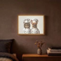 Kat - Hond - Kokskleding Light Box met batterij (Wandlamp) middel -sfeer4