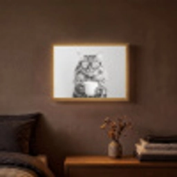 Kat - Bril - Mok - Pluizig Light Box met batterij (Wandlamp) middel -sfeer4