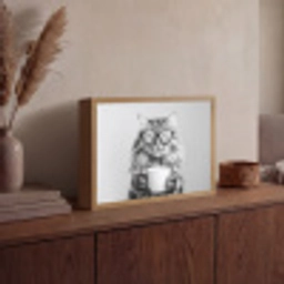 Kat - Bril - Mok - Pluizig Light Box met batterij (Wandlamp) middel -sfeer2