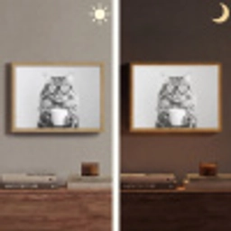 Kat - Bril - Mok - Pluizig Light Box met batterij (Wandlamp) middel -sfeer3